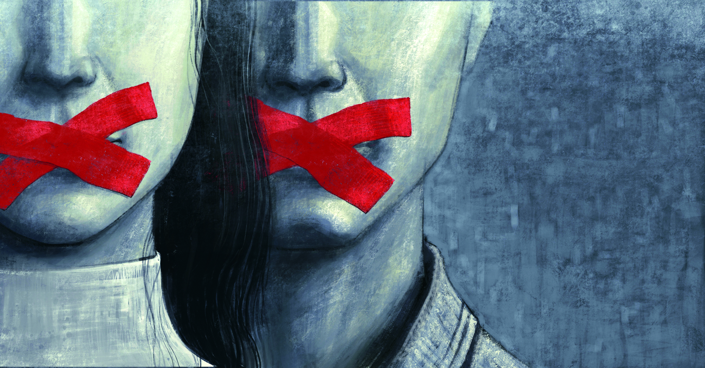Political art, Concept idea of free speech freedom of expression and censored, surreal painting, portrait illustration , conceptual artwork illustration